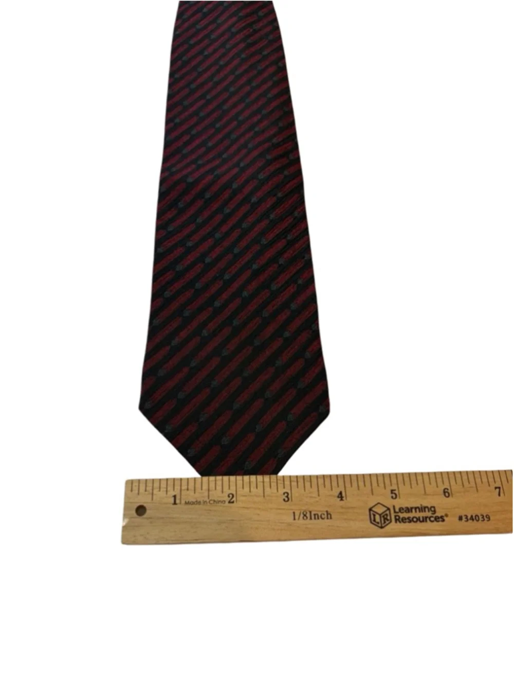 Giorgio Armani Silk Tie Red Black Geometric Stripe Luxury Italy